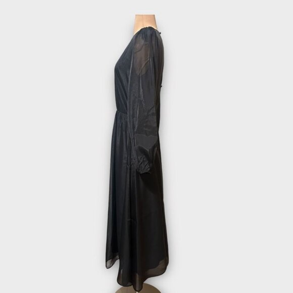 NWT Reformation Meesha Dress 6 Black Sheer Open Back NEW $378 Midi - Picture 15 of 15